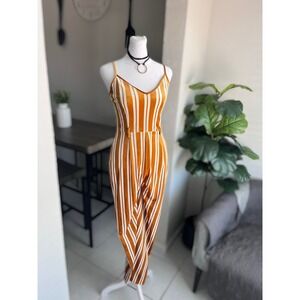 Forever 21 Striped Velvet Jumpsuit Size S